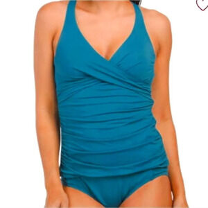 Jantzen Solid Surplus Tide Blue One-Piece Tummy Control Women's Swimsuit size 16
